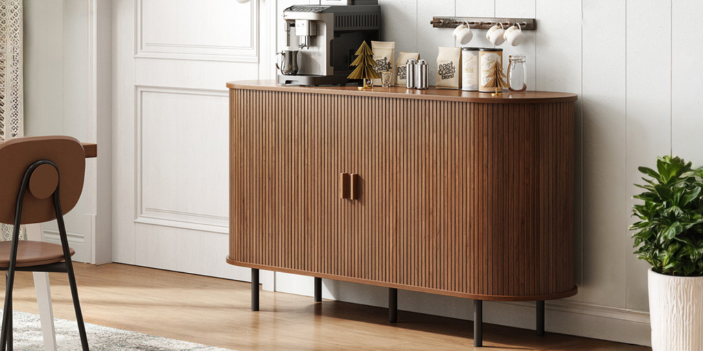 55 Inch Sideboard Buffet with Tambour Door