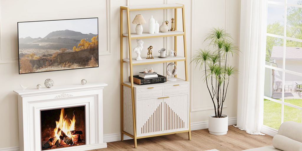 69 Inch 6-Tier Tall Bookcase with 2 File Drawers