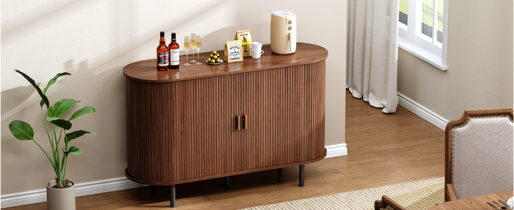 48 Inch Fluted Buffet Sideboard Coffee Bar Cabinet