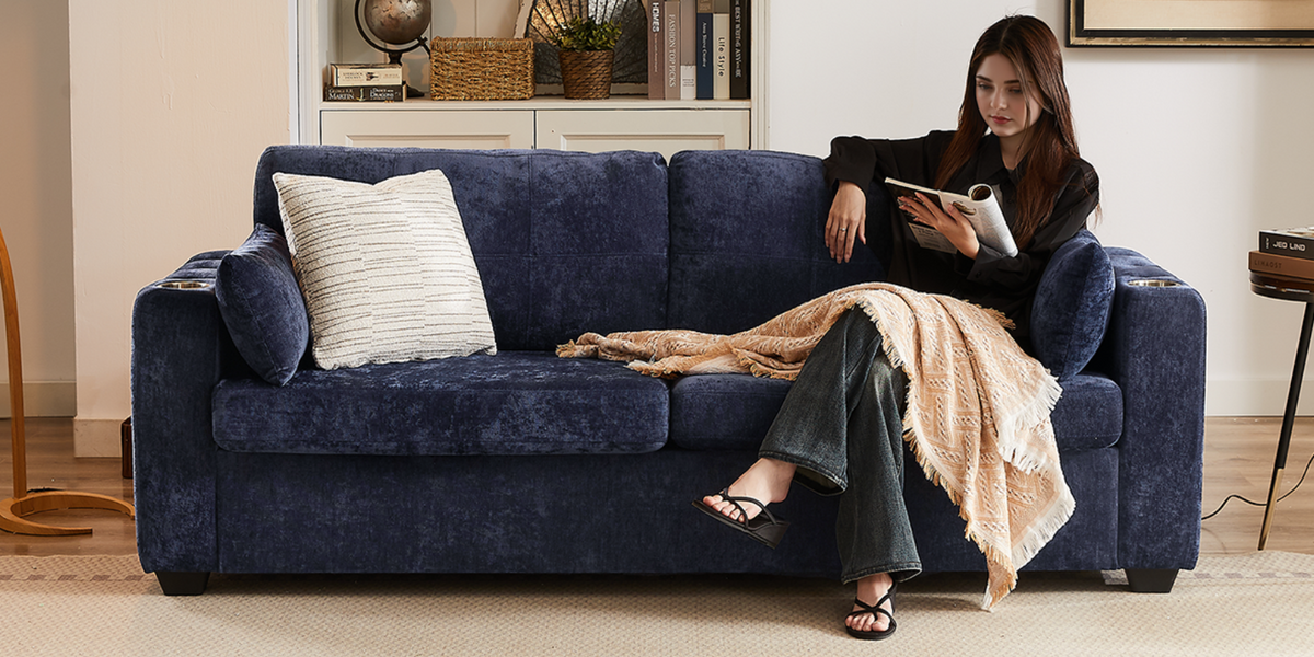 83-Inch Queen Pull-Out Sofa Bed with Memory Foam Mattress