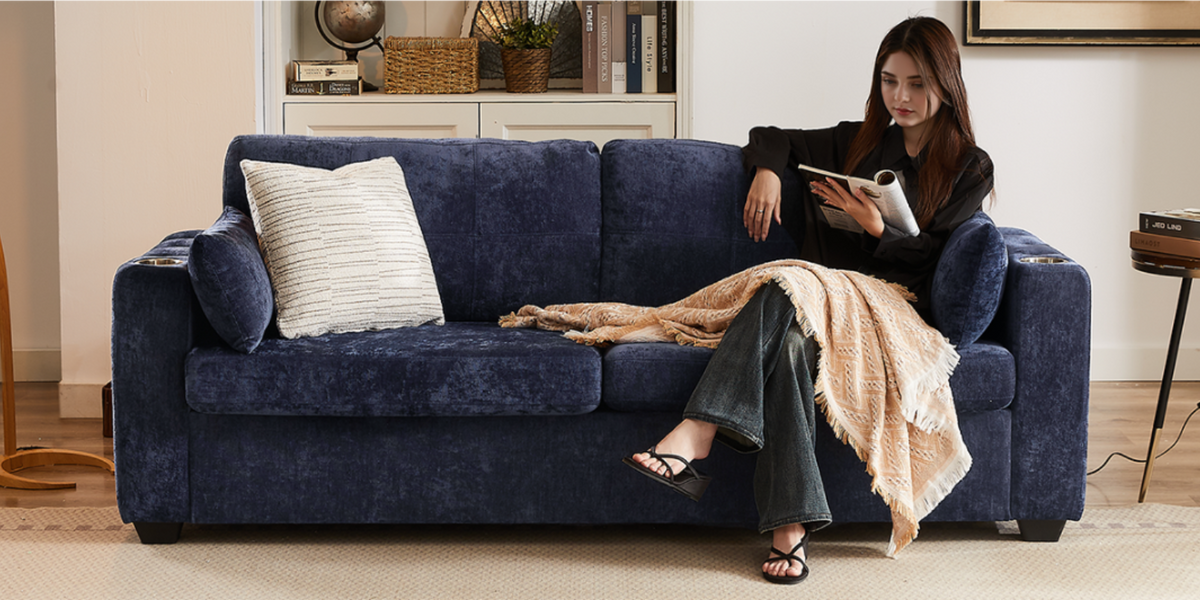 76-Inch Full Size Pull-Out Sofa Bed with USB Port