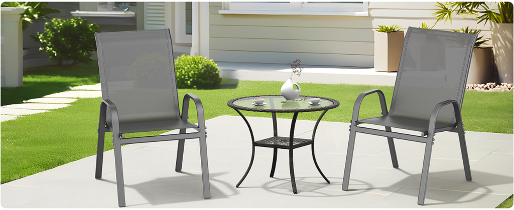 Stackable Metal Outdoor Dining Chairs, Set of 2, 4 or 6