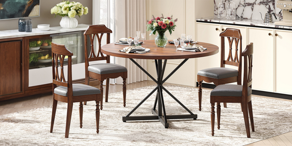 47 Inch Round Dining Table with Pedestal Base