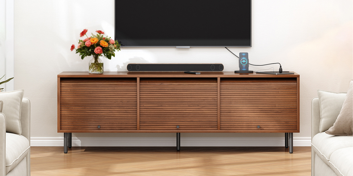 59-Inch TV Stand for 65-Inch TVs with Sliding Doors