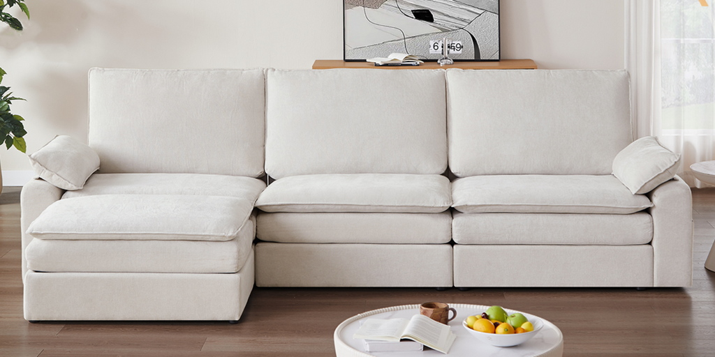 119 Inch Modular L-Shaped Chenille Sectional Sofa