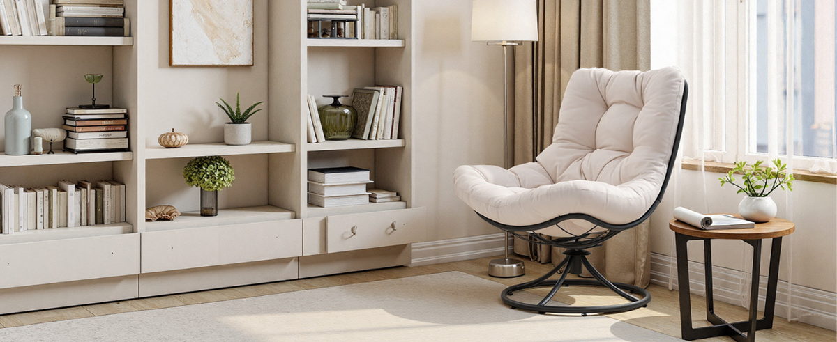 360 Degree Swivel Accent Chair with Tufted Cushion