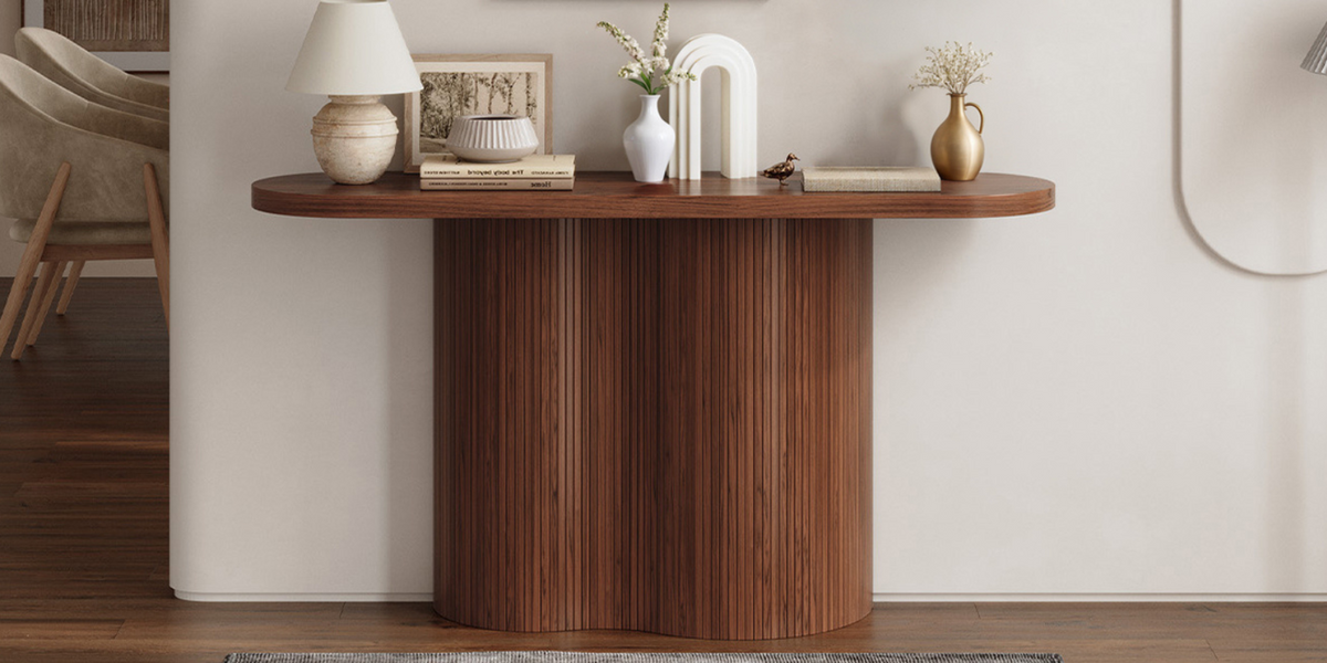 57 Inch Tambour Entryway Console Table