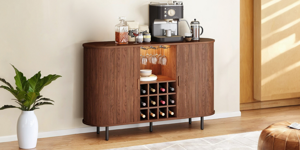 55 Inch LED Wine Bar Cabinet and Coffee Station
