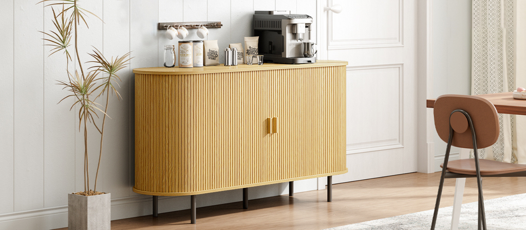 55 Inch Sideboard Buffet with Tambour Door