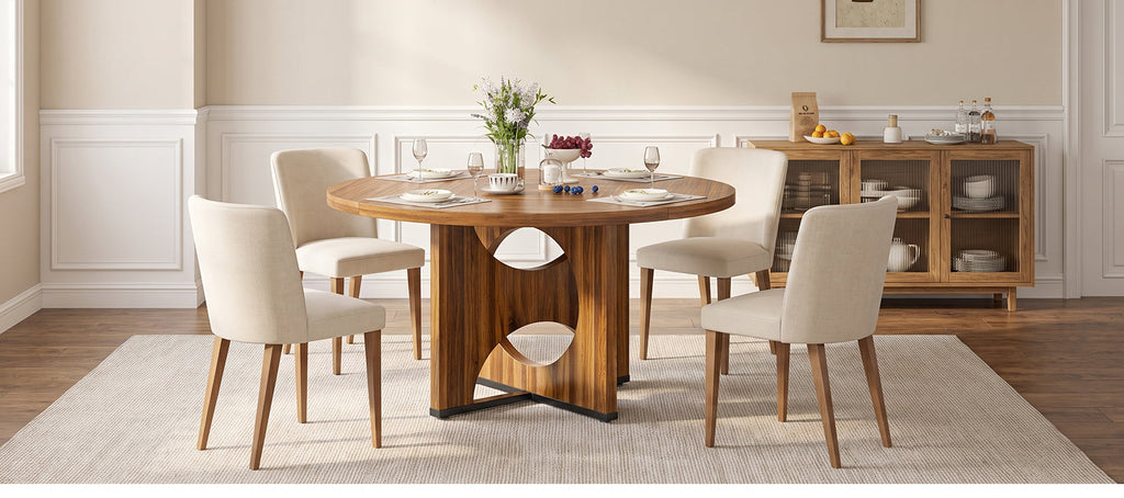 47-Inch Farmhouse Round Pedestal Dining Table