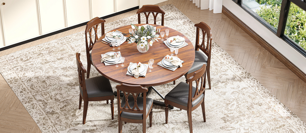 47 Inch Round Dining Table with Pedestal Base