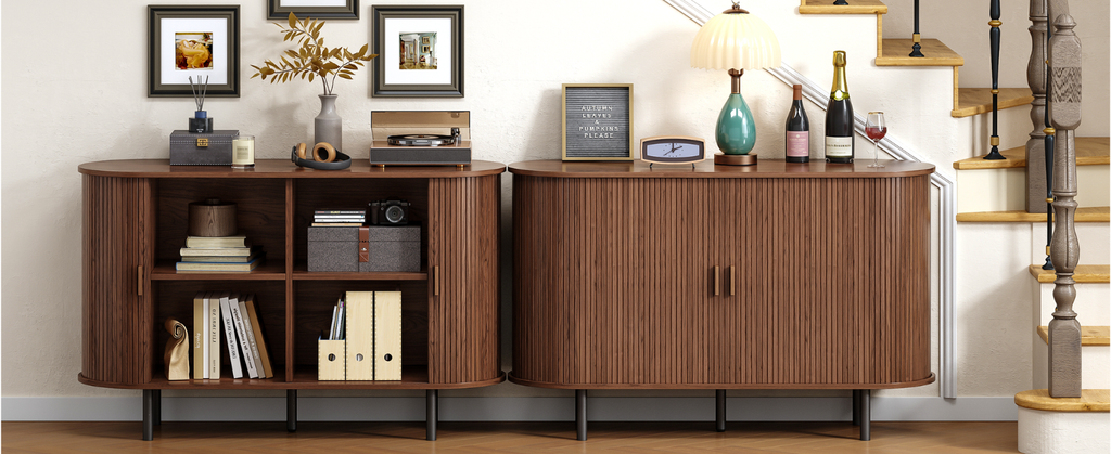 48 Inch Fluted Buffet Sideboard Coffee Bar Cabinet