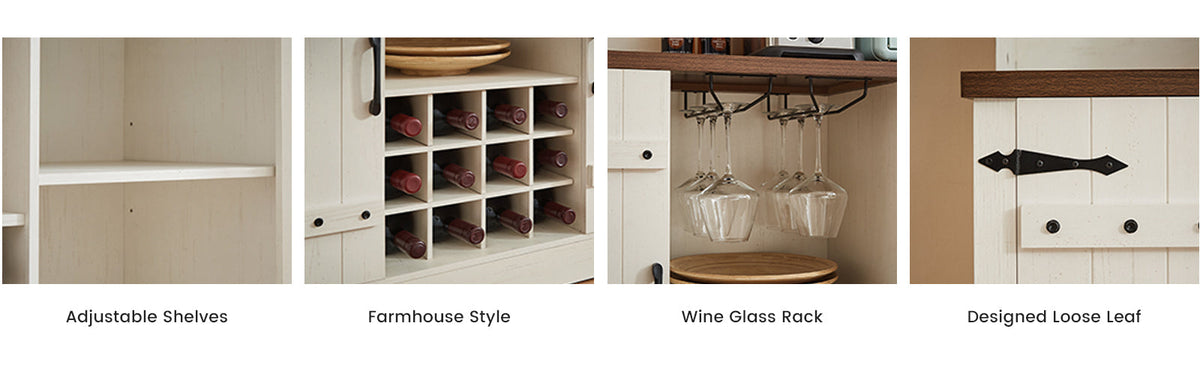 58" Bar Cabinet with 12 Wine Racks and Adjustable Shelves