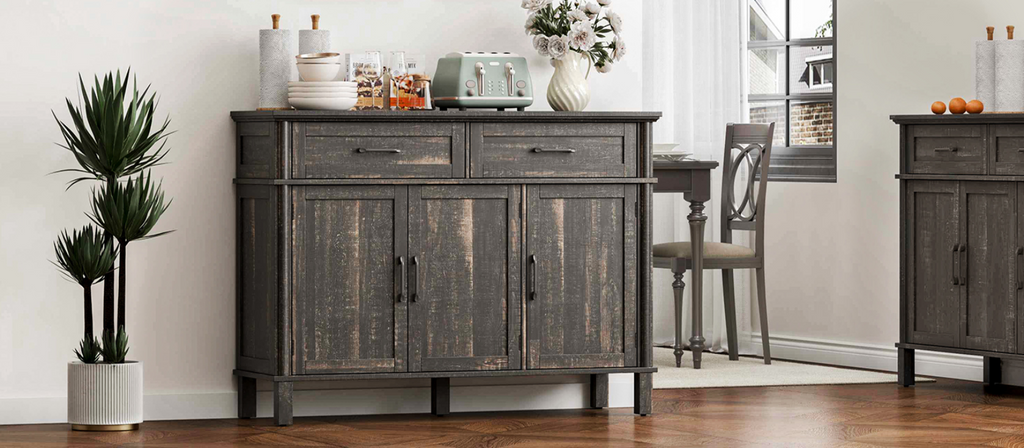 Wood Buffet Sideboard with 2 Drawers and 3 Doors