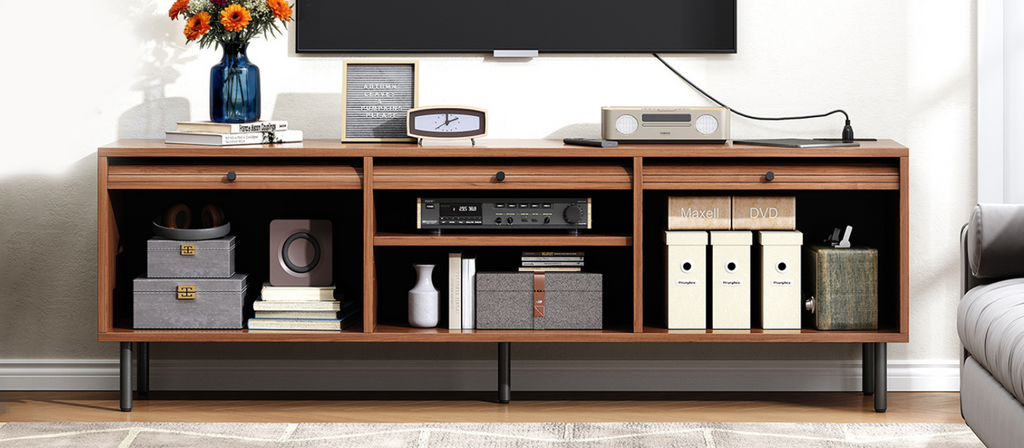59-Inch TV Stand for 65-Inch TVs with Sliding Doors
