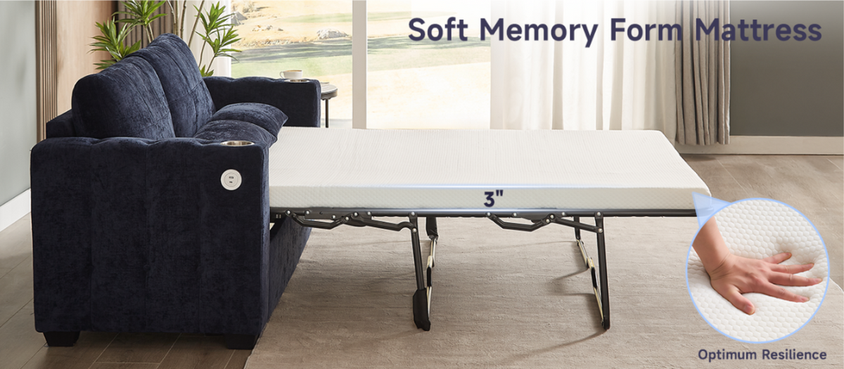 76-Inch Full Size Pull-Out Sofa Bed with USB Port