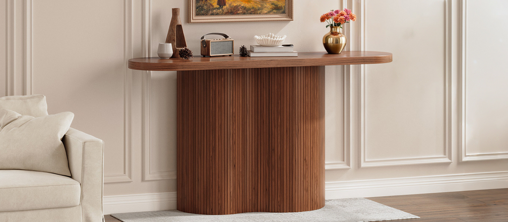 57 Inch Tambour Entryway Console Table