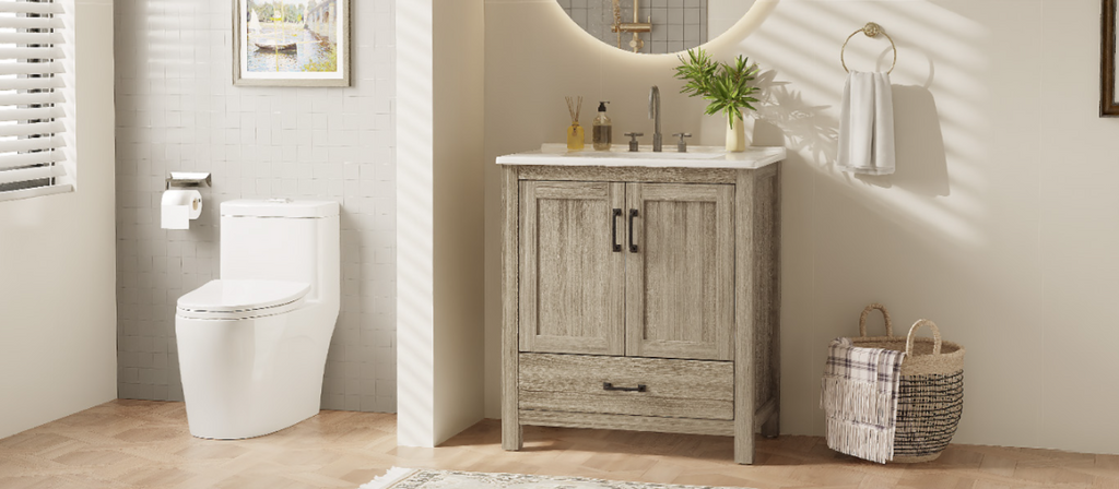 30 Inch Farmhouse Bathroom Vanity with Barn Door