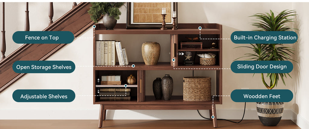 43-Inch Sideboard Buffet with Built-In Power Station