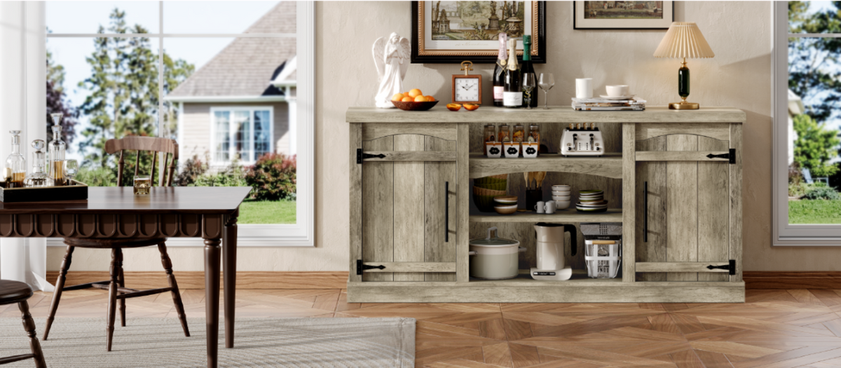 66 Inch Farmhouse TV Stand for 75 Inch TVs