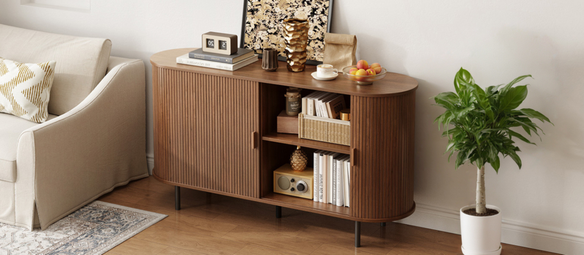 55 Inch Sideboard Buffet with Tambour Door