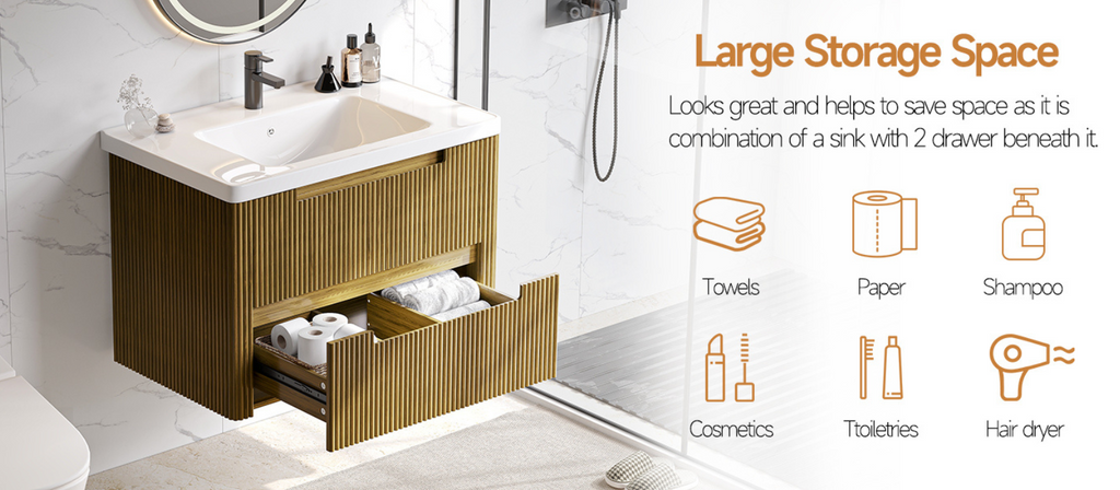 32-Inch Floating Bathroom Vanity with Sink