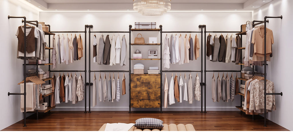 Closet Organizer System with Drawers and Rods