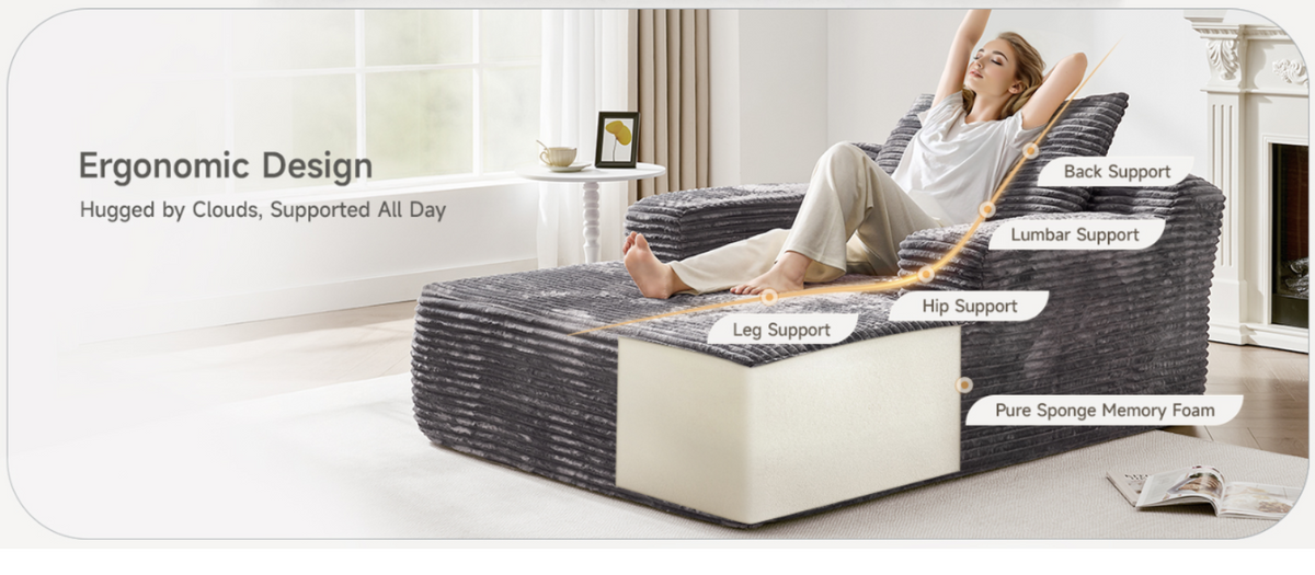 Oversized Corduroy Chaise Lounge Sleeper Chair
