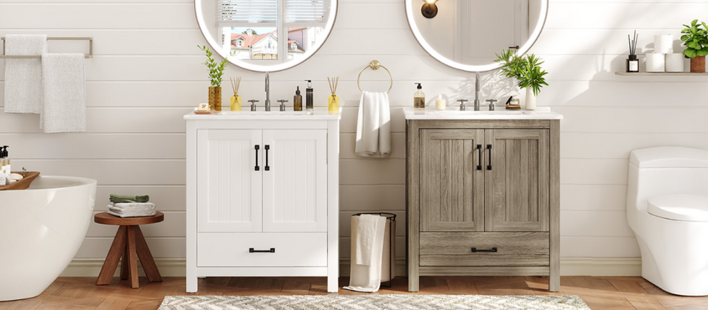 30 Inch Farmhouse Bathroom Vanity with Barn Door