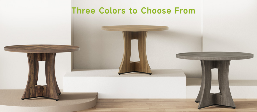 47 Inch Round Wooden Dining Table, Modern Kitchen Table