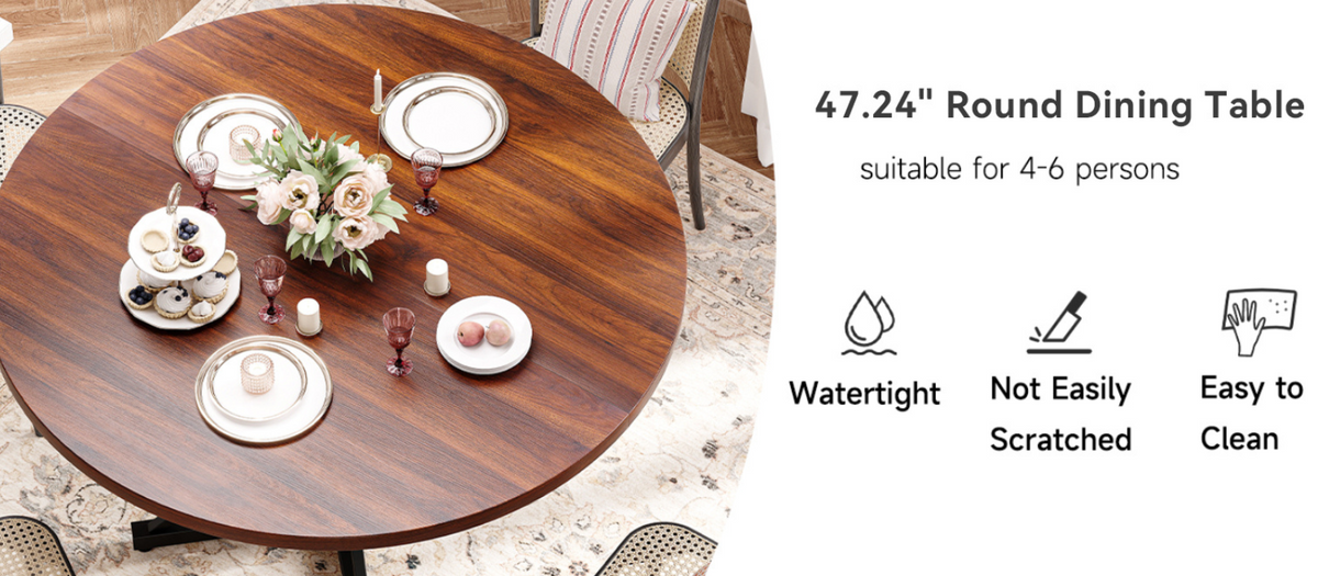 47 Inch Round Dining Table with Pedestal Base