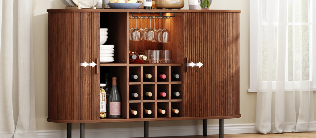 55 Inch LED Wine Bar Cabinet and Coffee Station