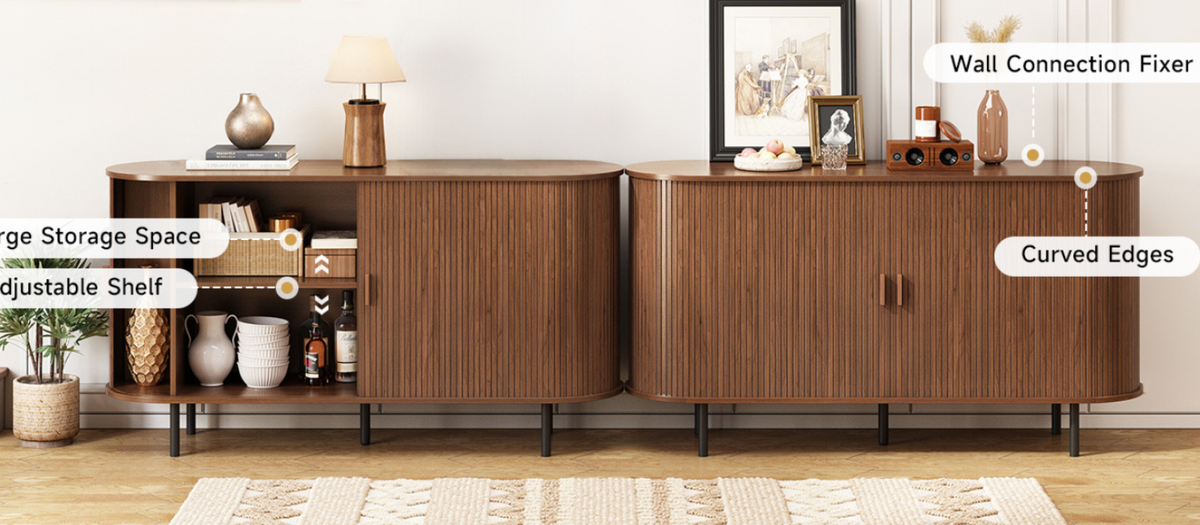 55 Inch Sideboard Buffet with Tambour Door