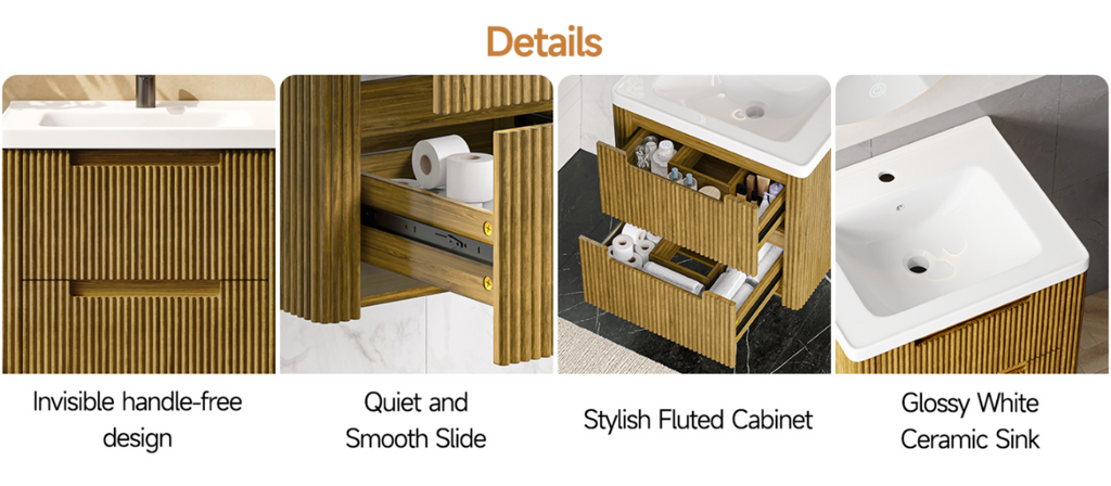 24-Inch Small Floating Bathroom Vanity with Sink