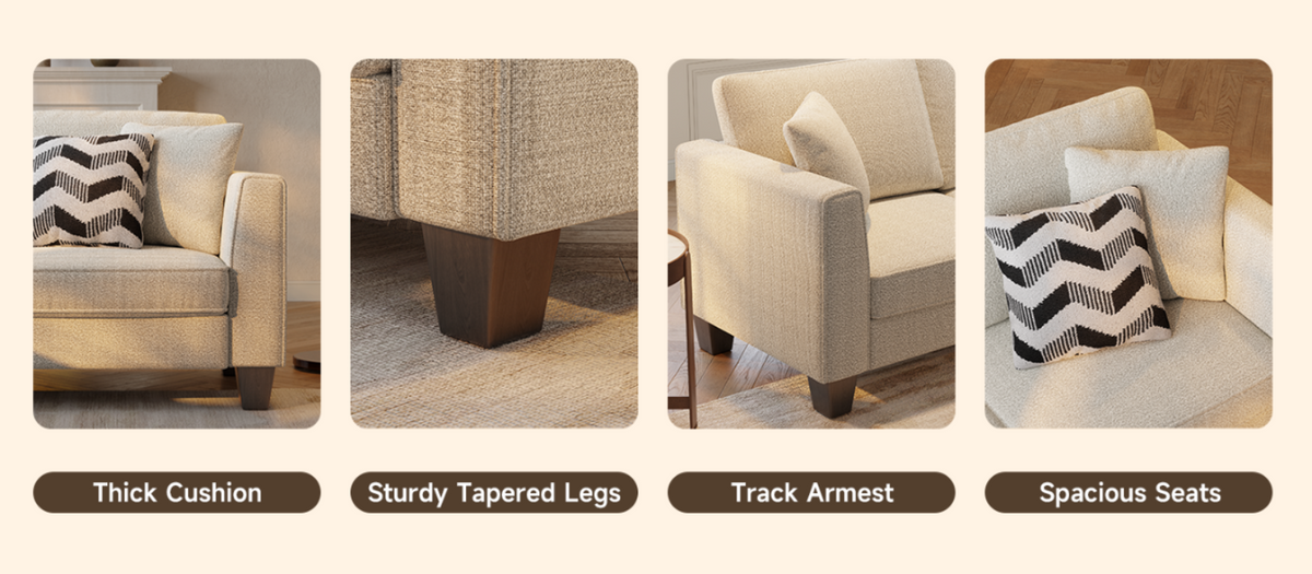 L-Shaped Chenille Sectional Sofa for Living Room