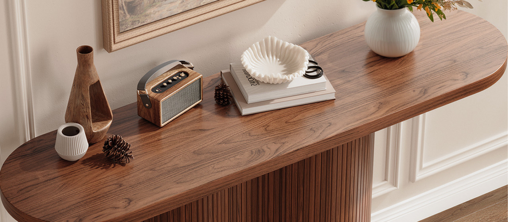 57 Inch Tambour Entryway Console Table