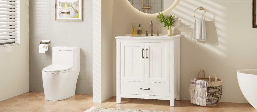 30 Inch Farmhouse Bathroom Vanity with Barn Door
