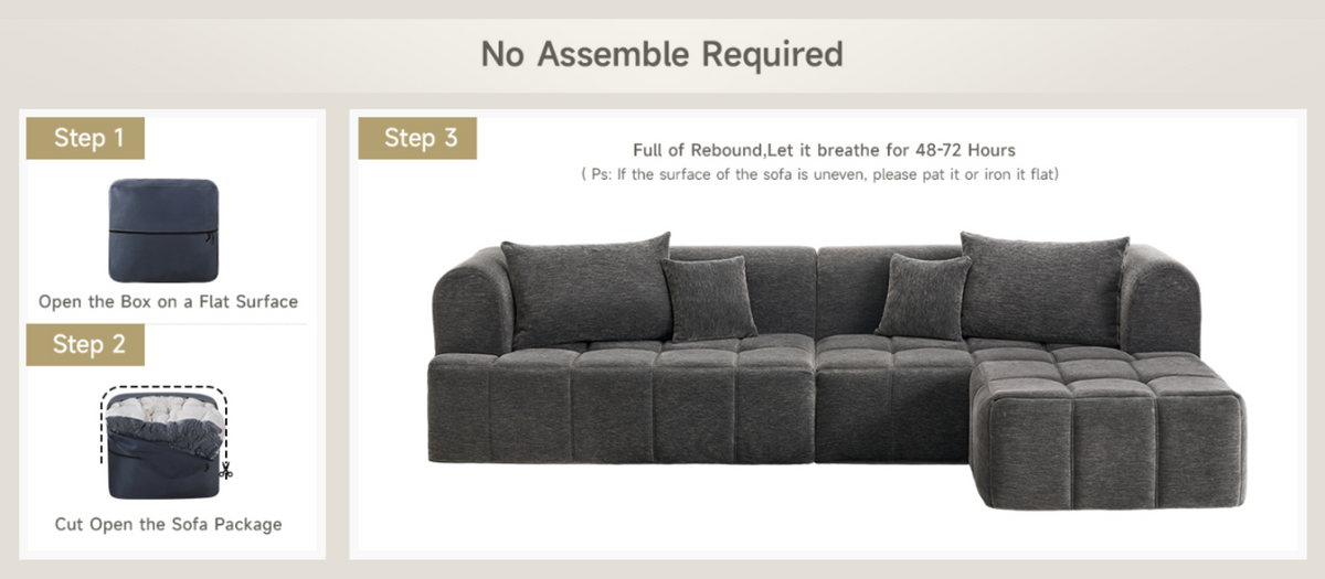 Modular Cloud Sectional Sofa with Chenille and Chaise