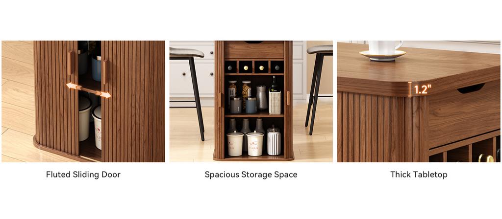 59-Inch Kitchen Island Bar Table with Wine Rack