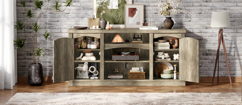 66 Inch Farmhouse TV Stand for 75 Inch TVs