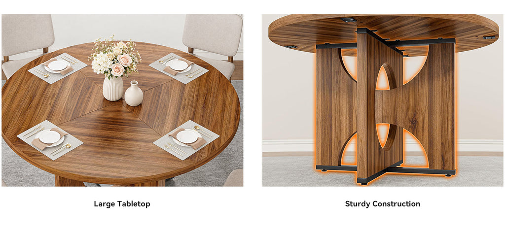 47-Inch Farmhouse Round Pedestal Dining Table