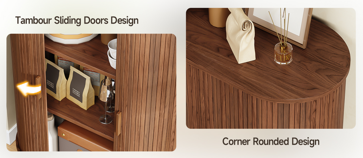 44" Modern High Sideboard Cabinet with Sliding Door