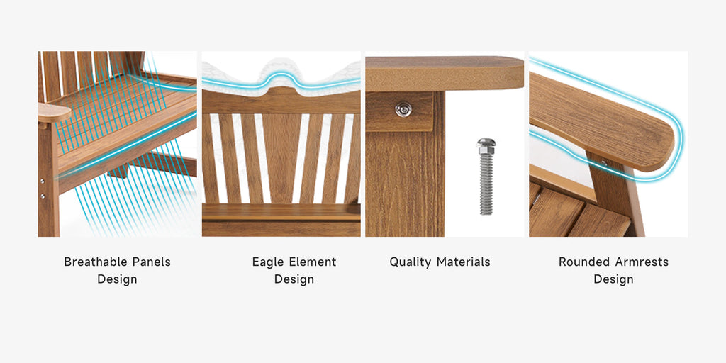 Weatherproof Patio Garden Bench with Wide Armrests
