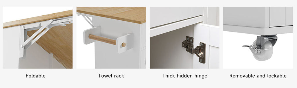 Rolling Kitchen Island Cart with Drop Leaf