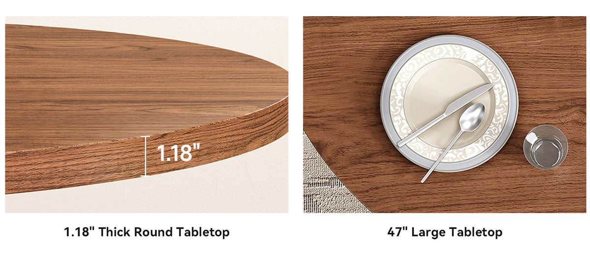 Round Farmhouse Dining Table for 4 to 6 with Storage
