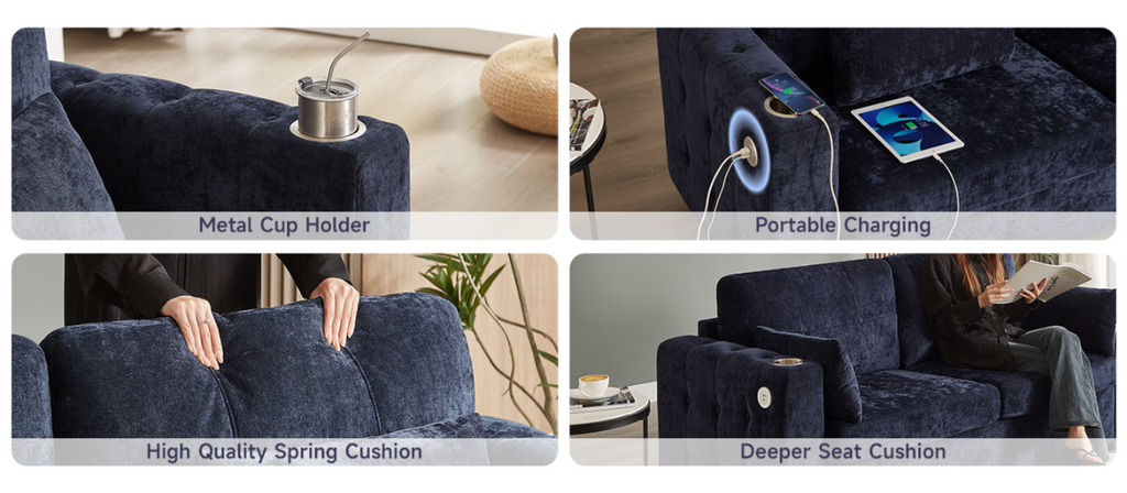 76-Inch Full Size Pull-Out Sofa Bed with USB Port