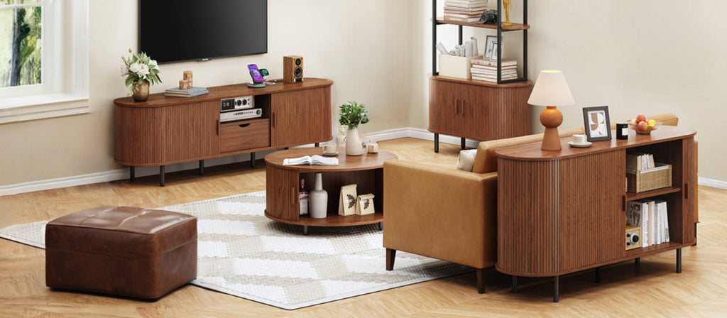 69 Inch TV Stand with Sliding Door for TVs to 80 Inch