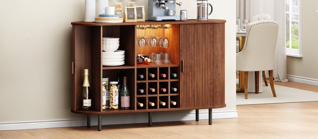 55 Inch LED Wine Bar Cabinet and Coffee Station