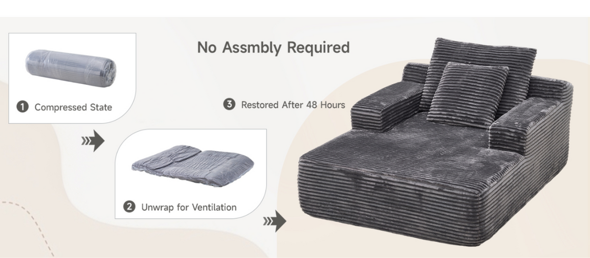 Oversized Corduroy Chaise Lounge Sleeper Chair