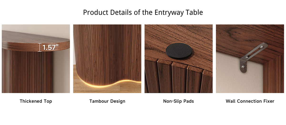 57 Inch Tambour Entryway Console Table